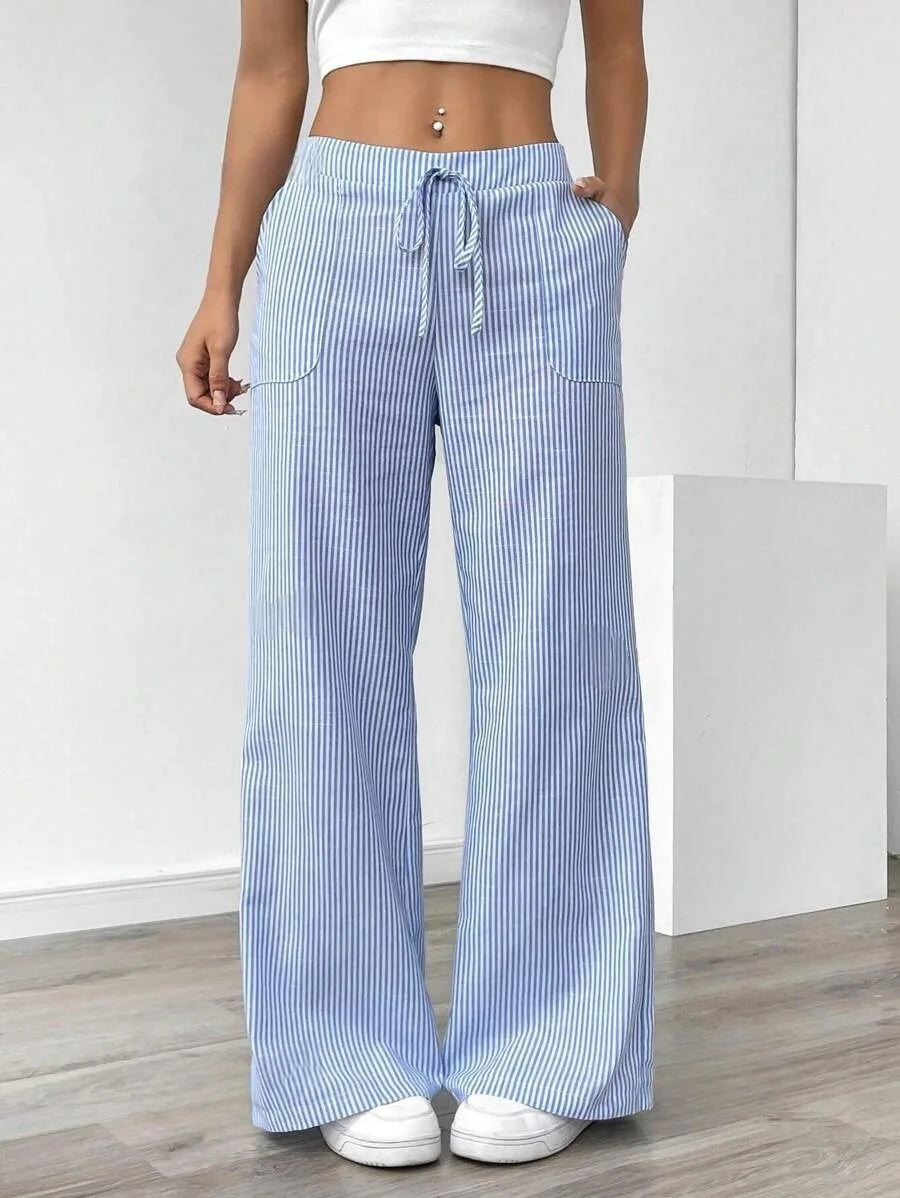 Striped Wide Leg High Waist Pants