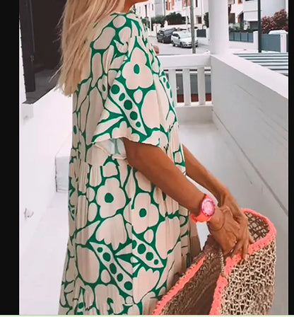 Sunlit Bloom Deep V Maxi Dress