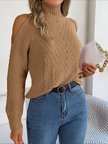 Chill Grace Turtleneck Cold Shoulder Sweater