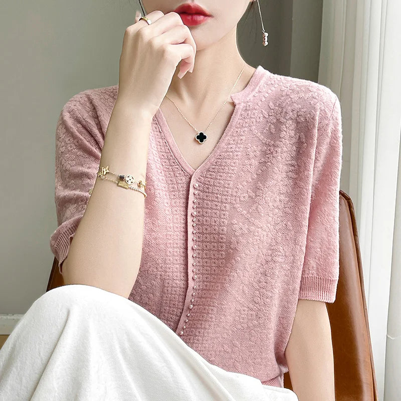 V-Neck Knitted Summer Top