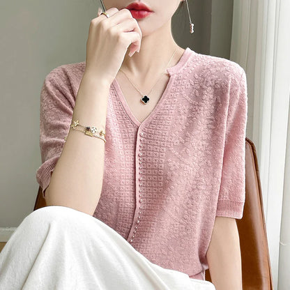 V-Neck Knitted Summer Top