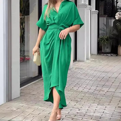 Autumn Elegance Printed Shirt Dress