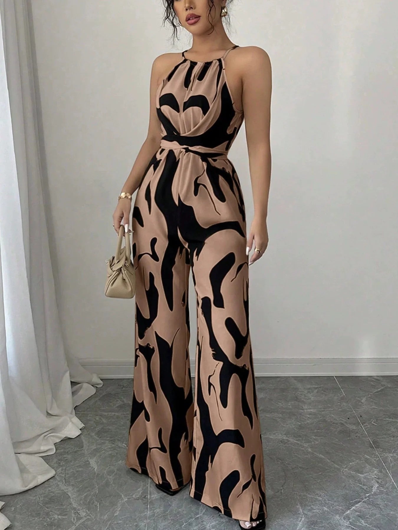 Bloom Muse Retro Halter Print Jumpsuit