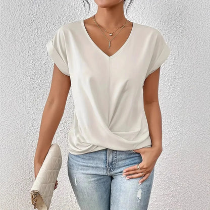 Irregular Knot V-Neck Tee