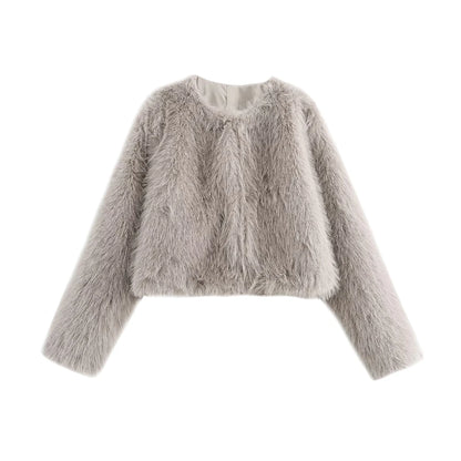 Plush Chic Cropped Faux Fur Jacket