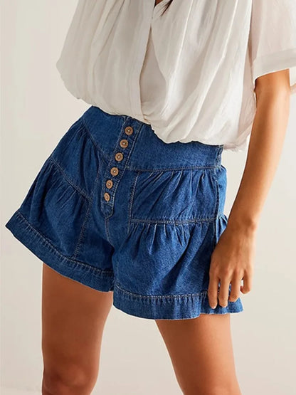 Elegant High Waist Denim Shorts