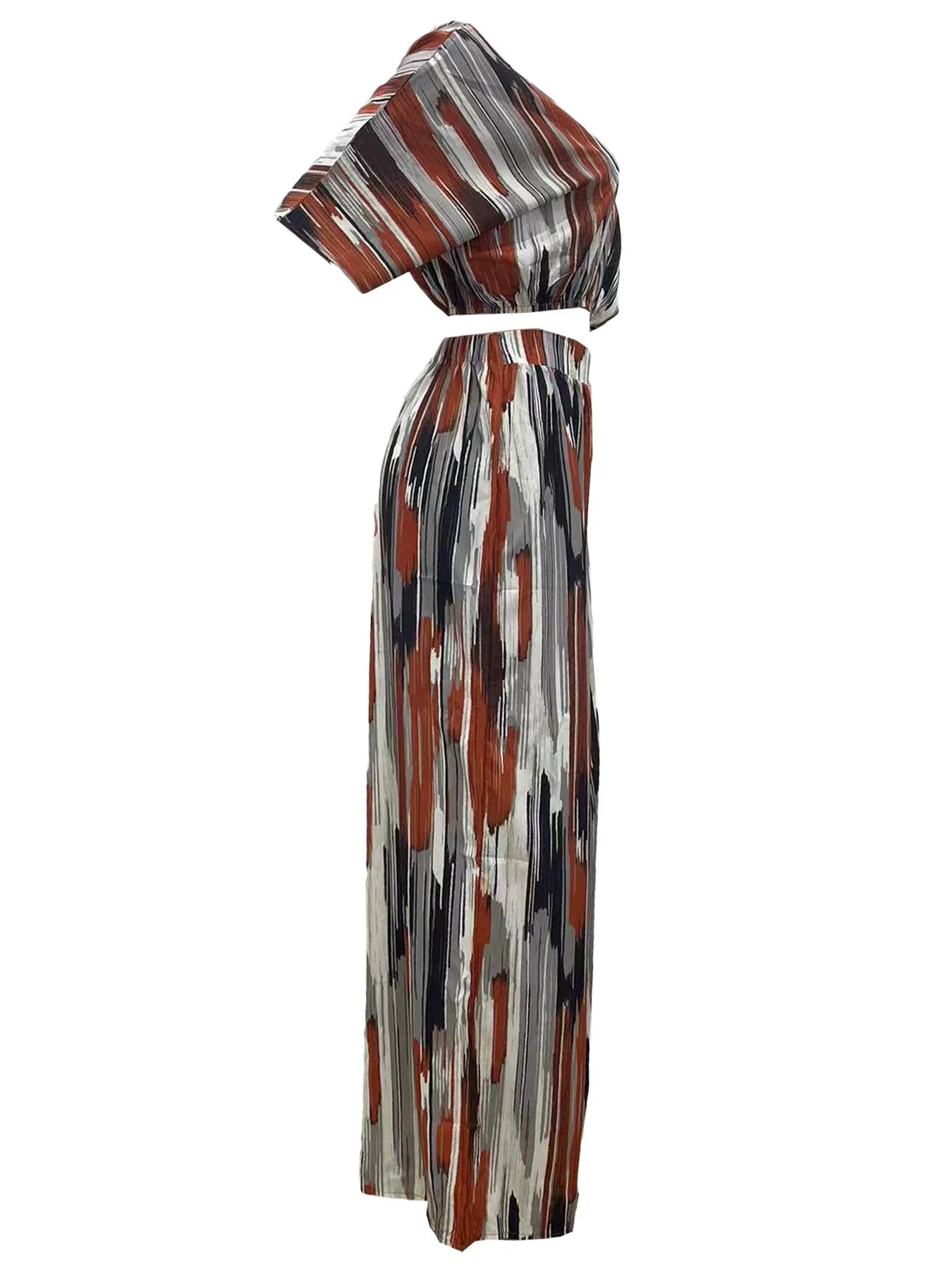 Striped V-Neck Two-Piece Set