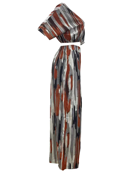 Striped V-Neck Two-Piece Set