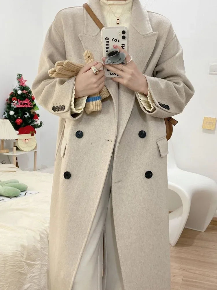 Double-Breasted Woolen Coat
