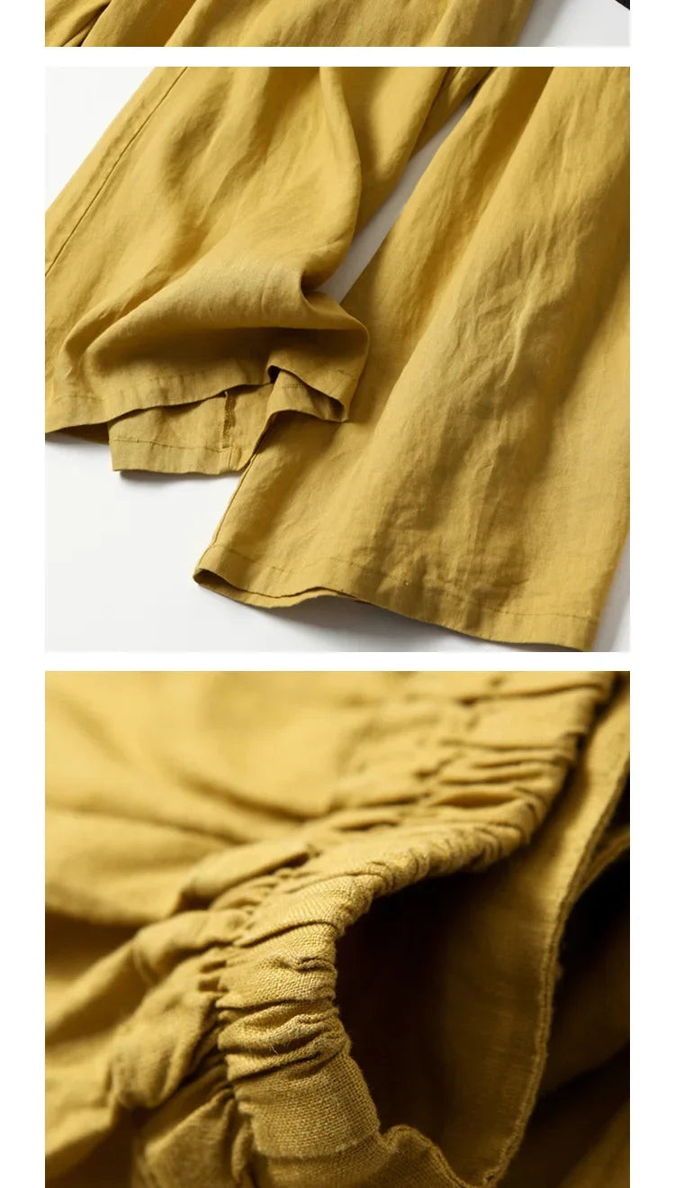 Art Ease Cotton Linen Wide Leg Pants