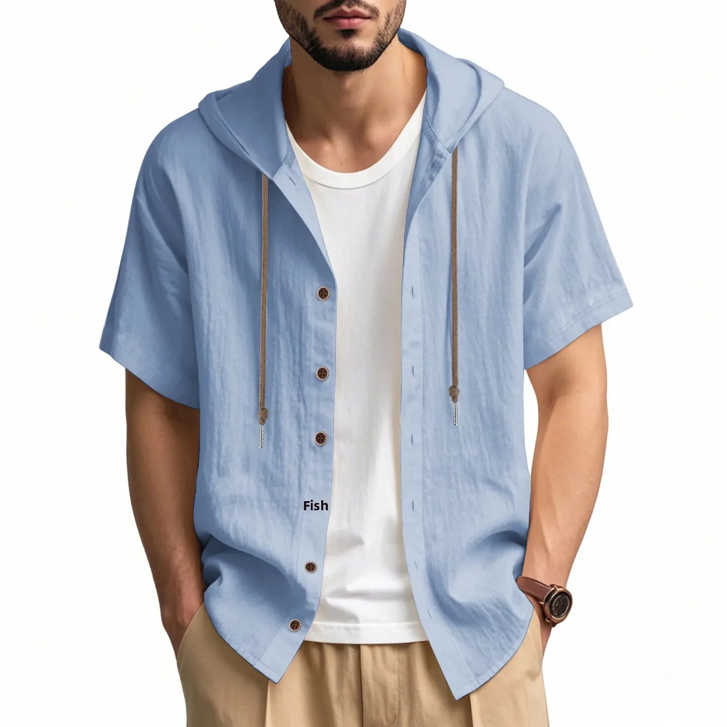 Lightweight Linen Hooded Summer Shirt