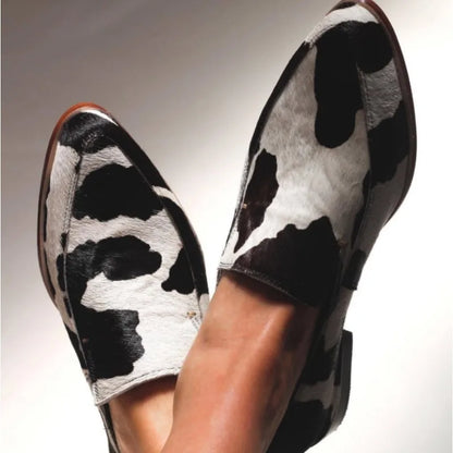 Stylish Cowhide Pointed Toe Loafers