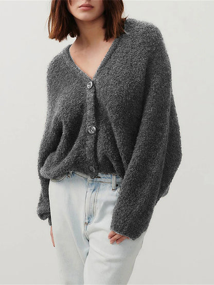 Cozy Vibe Fuzzy Button-Up Cardigan