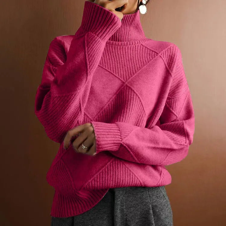 Loose Turtleneck Knit Pullover Top