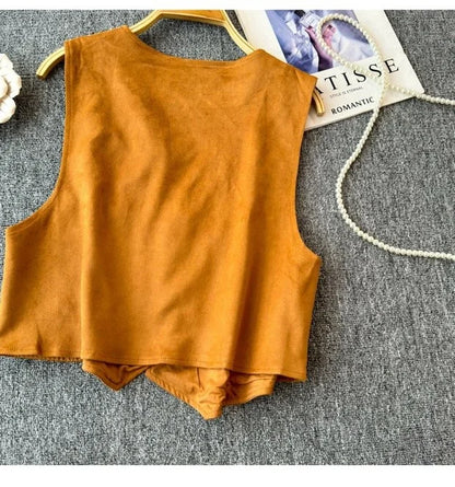 Retro Khaki Embroidered Travel Vest