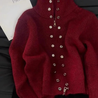 Luxe Fluff Double-Breasted Knit Cardigan