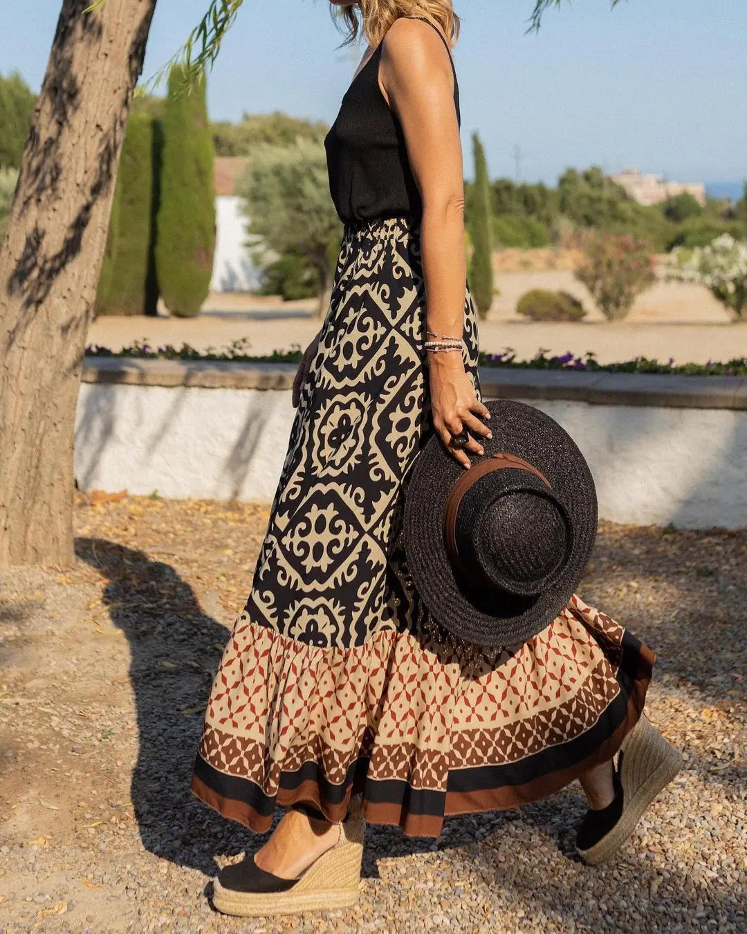 Sunlit Charm Bohemian Maxi Skirt