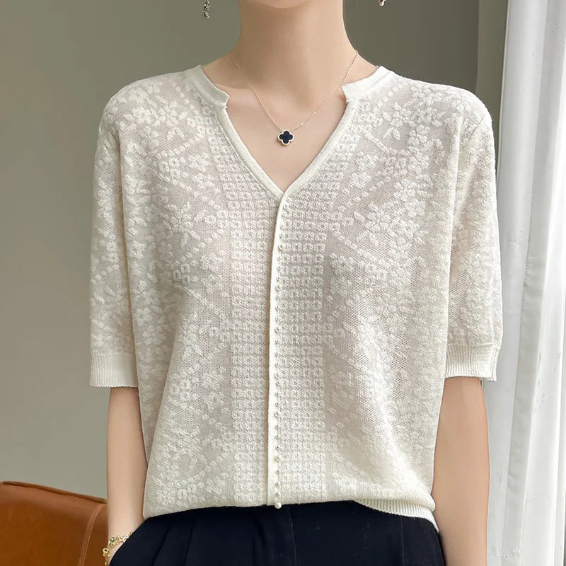 V-Neck Knitted Summer Top