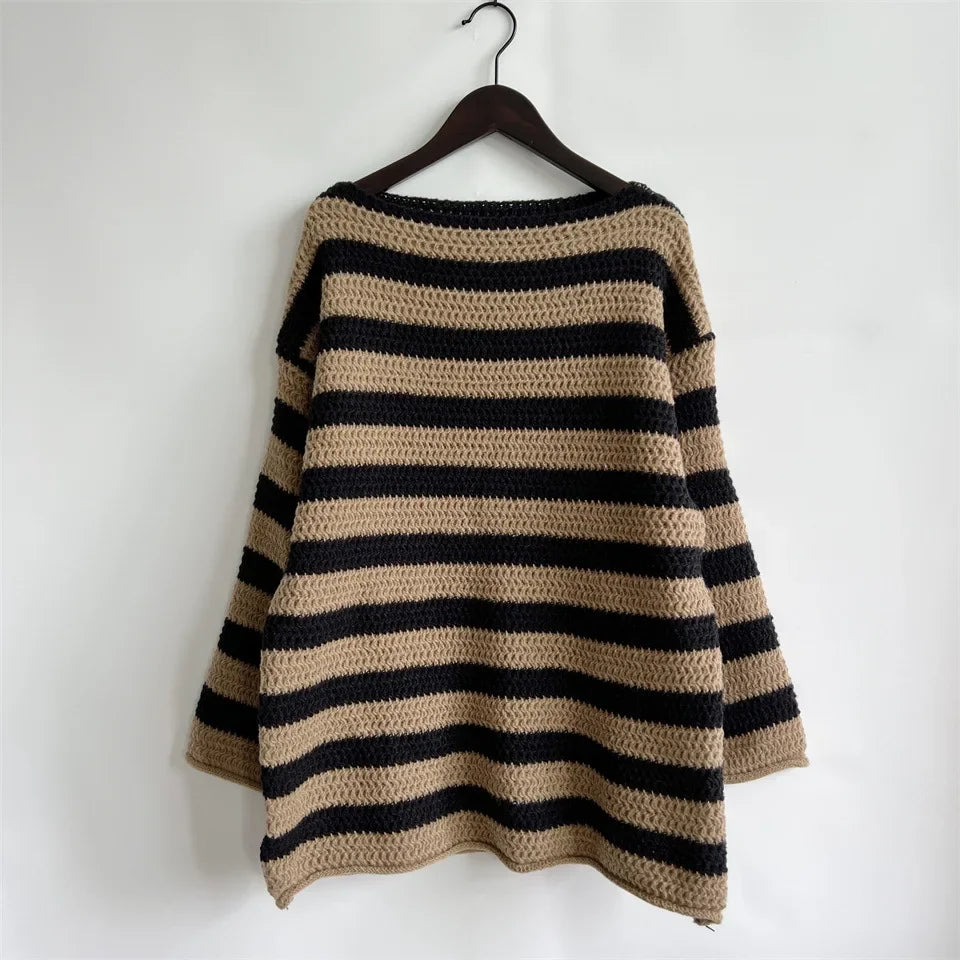 Autumn Stripes V-Neck Knit Pullover