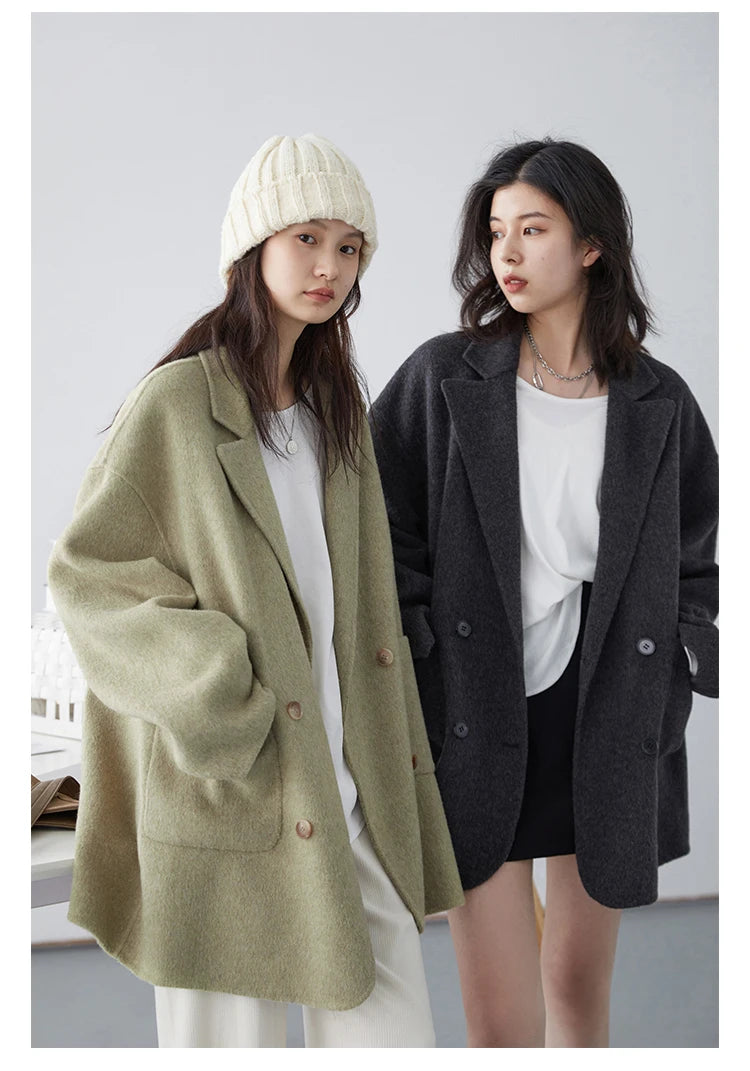 Women’s Luxury Wool-Blend Long Coat
