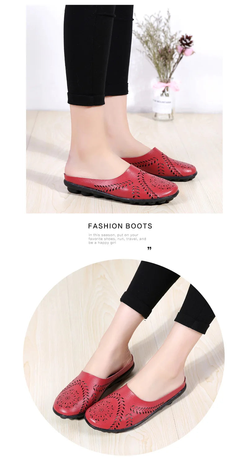 Breezy Chic Leather Slip-On Mules