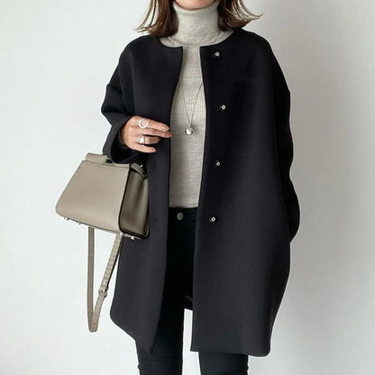 Retro Ease Button-Up Cardigan Coat
