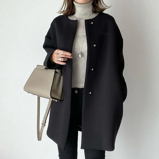 Retro Ease Button-Up Cardigan Coat