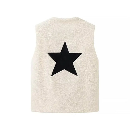 Embroidered Lamb Wool Winter Vest