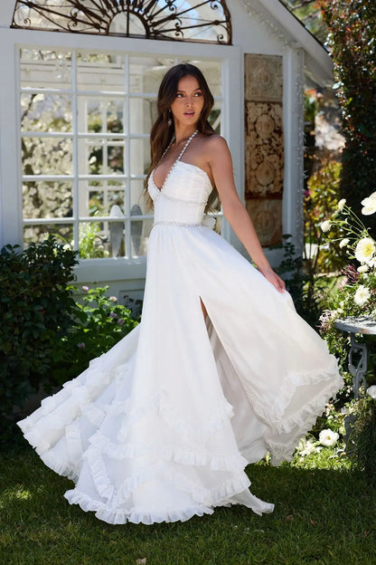 Floral Elegance Halter Maxi Dress