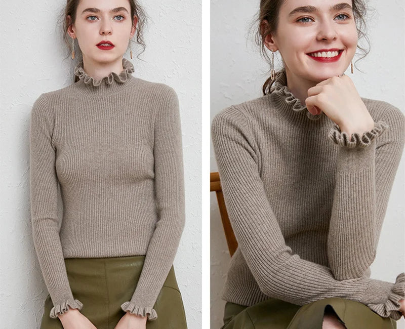 Cinched Turtleneck Knit Sweater