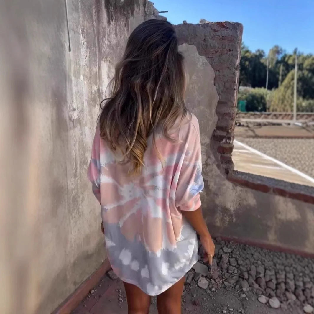 Tie-Dye Crew Neck Summer Top