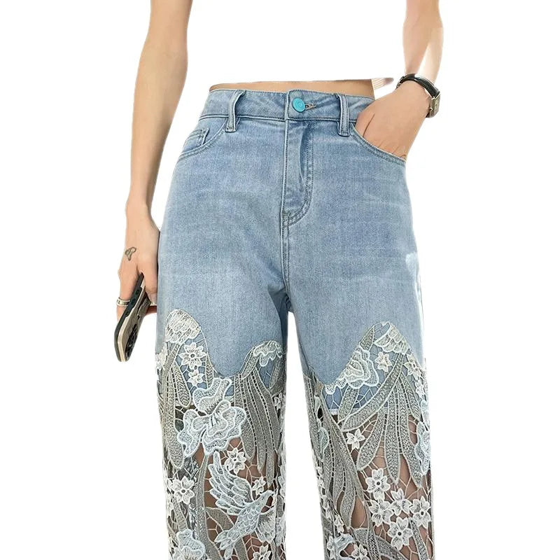Retro Lace Patchwork Jeans
