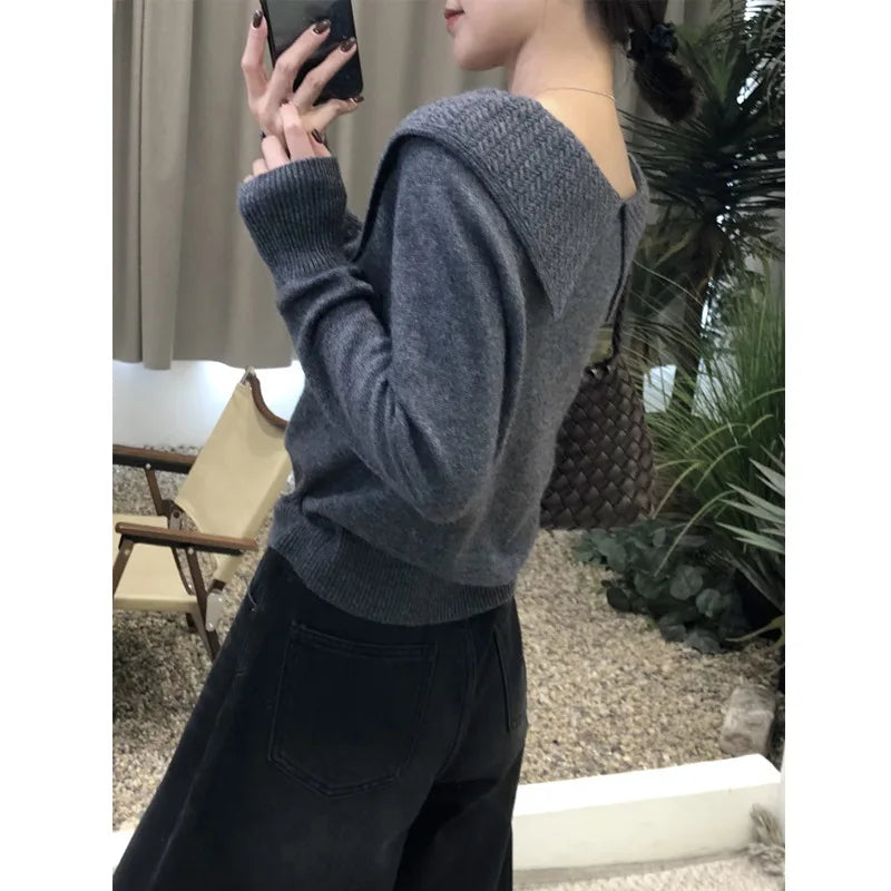 Women’s Woolen Collared Sweater —  Knitwear
