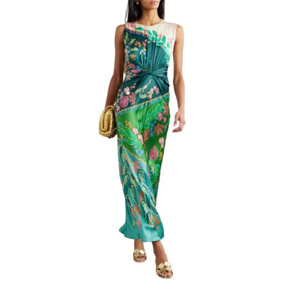 Twist Bloom Satin High Waist Dress