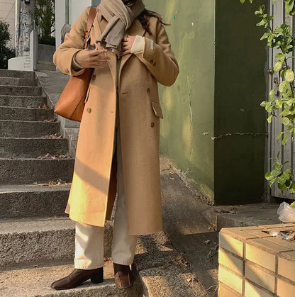 Double-Breasted Woolen Coat