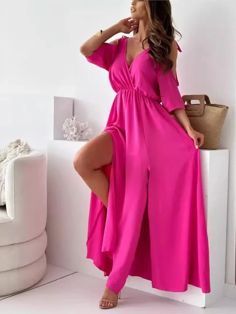 Flirty Sleeveless Off-Shoulder Maxi Dress