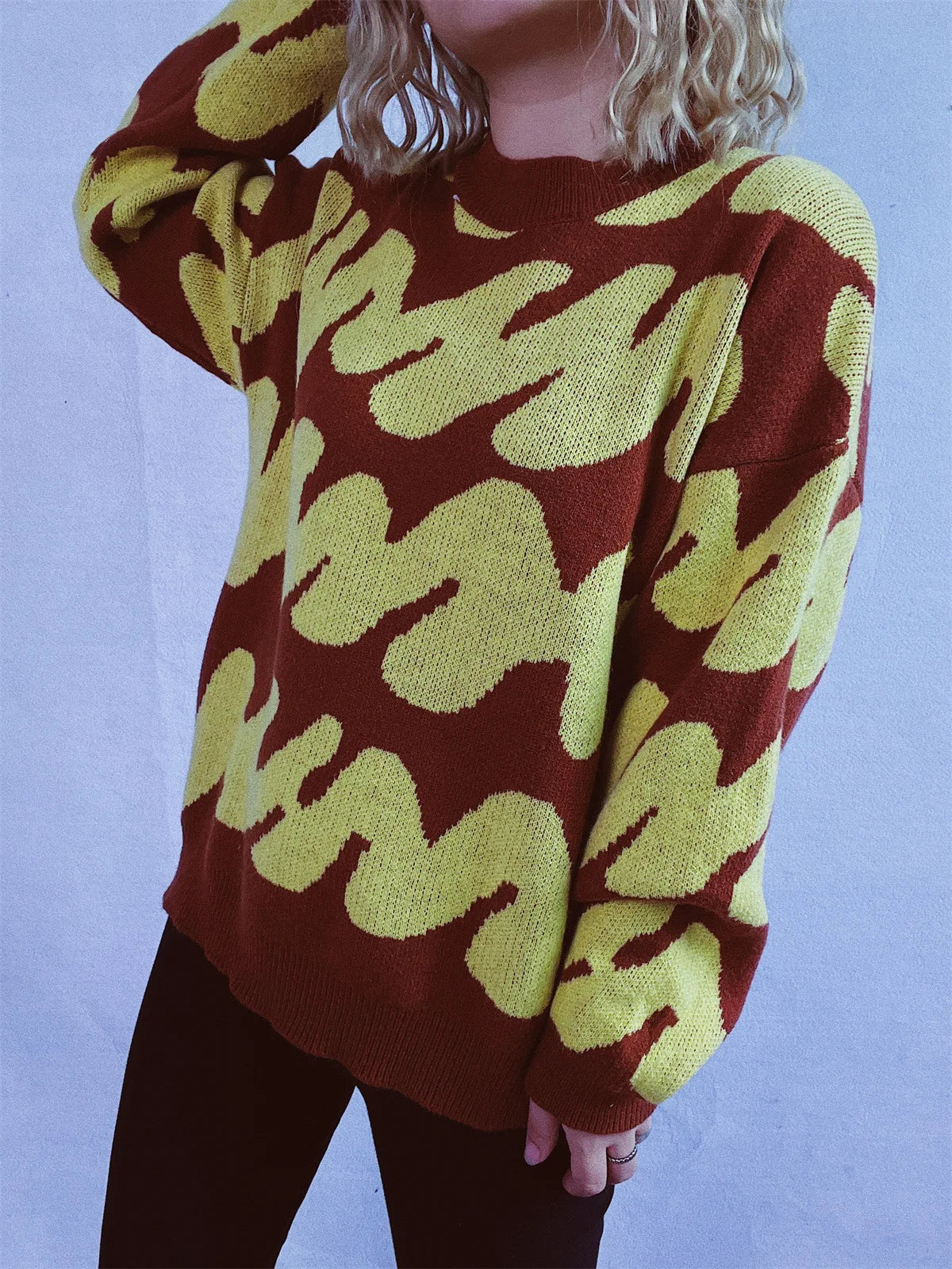 Stripe Craft Patchwork Knit Pullover