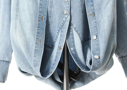 Deat Spliced Belt Denim Coat