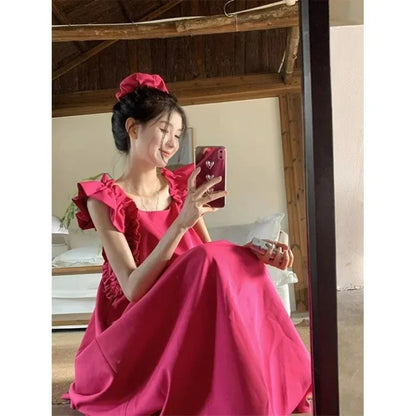 French Collar Sleeveless Slim Dress