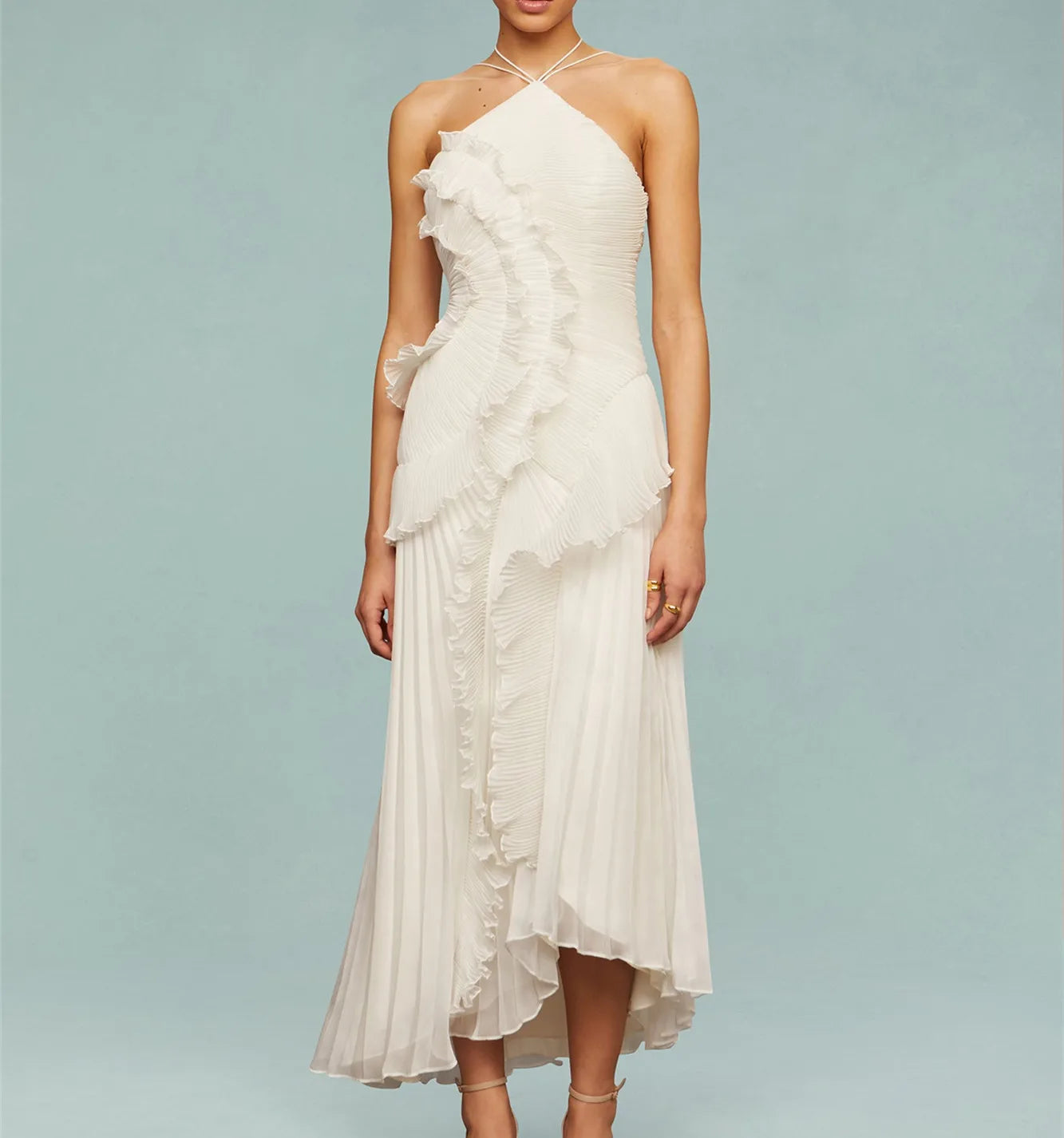 Ruffled Elegance Backless Y2K Party Dress