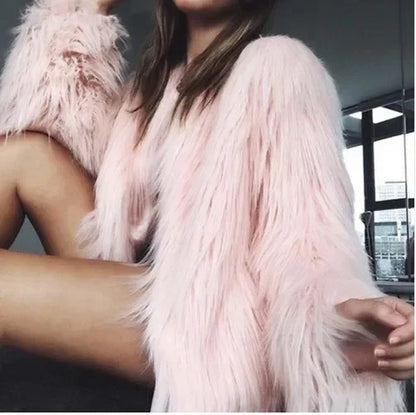 Cozy Pelt Faux Fur Button Coat