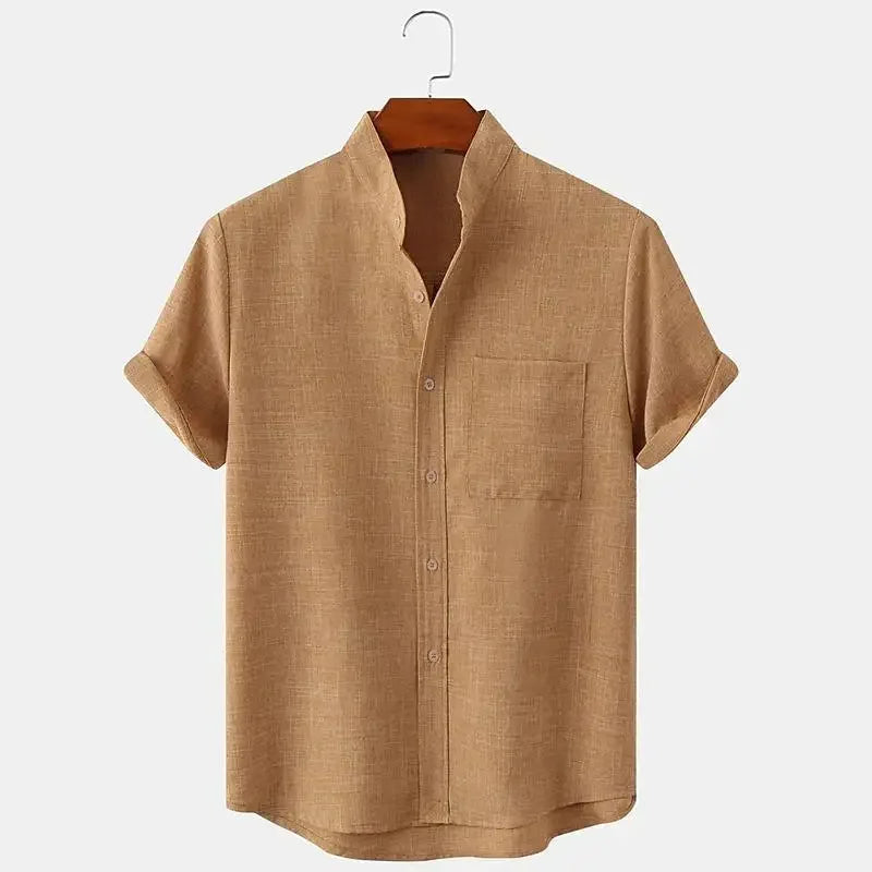 Linen-Blend Casual Lapel Shirt