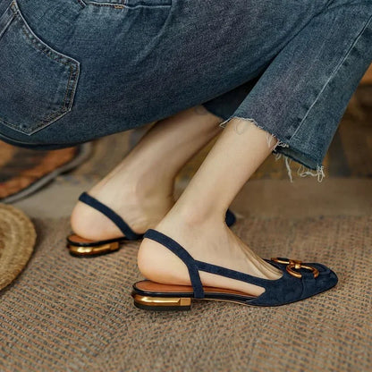 Retro Suede Slingback Office Flats