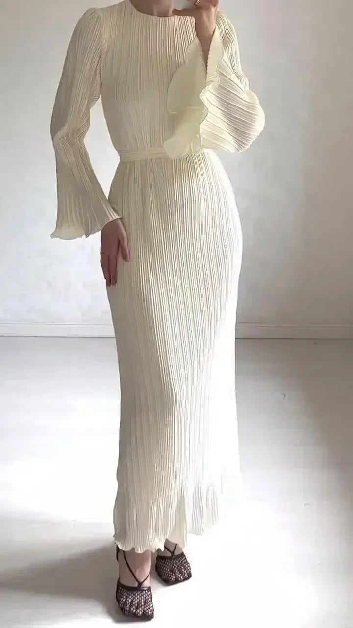 Spring Grace Pleated Belted Dress