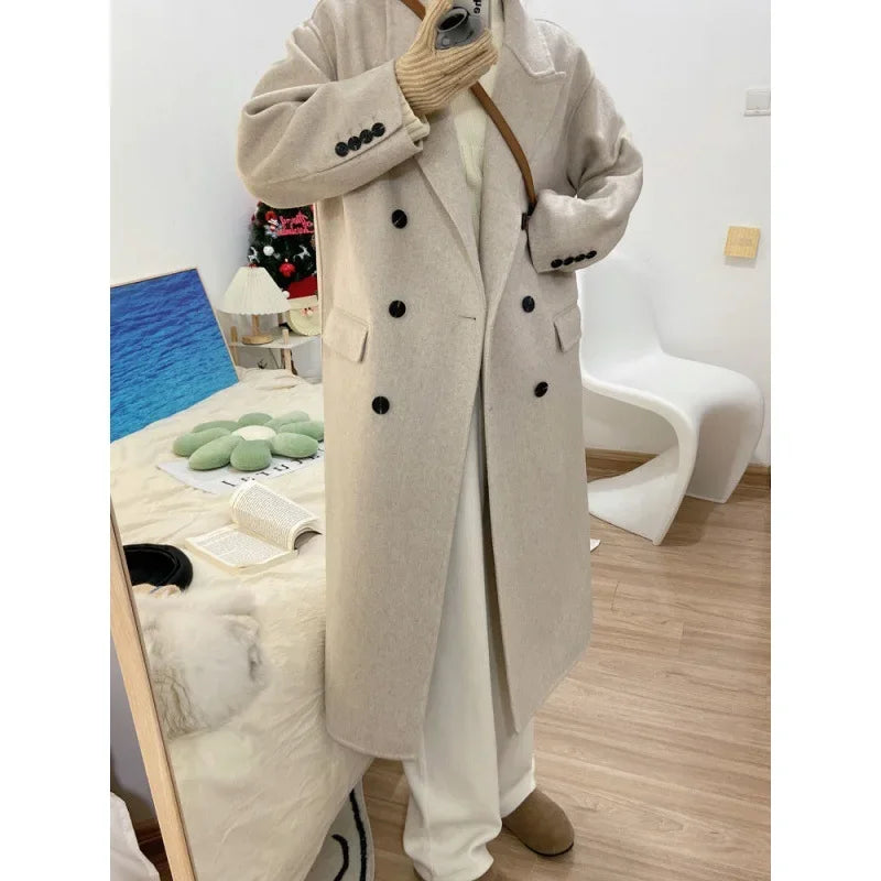 Double-Breasted Woolen Coat