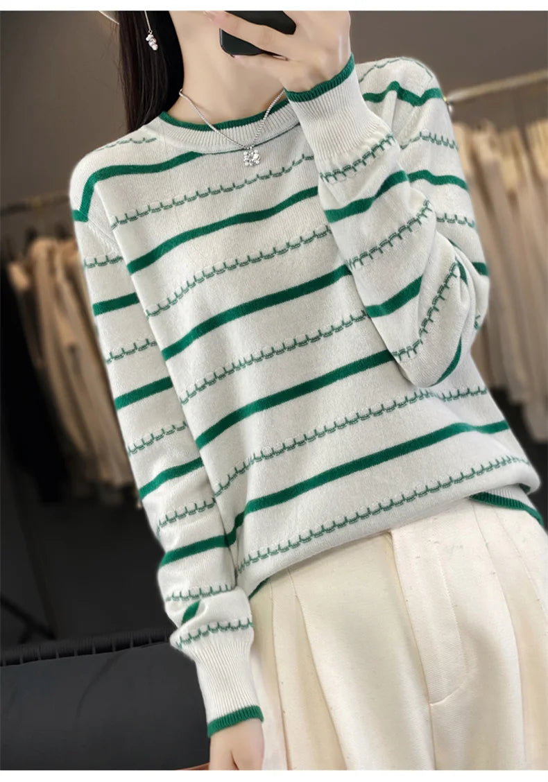 Women’s Striped Cotton Pullover Sweater