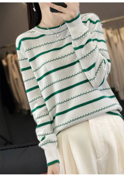 Women’s Striped Cotton Pullover Sweater