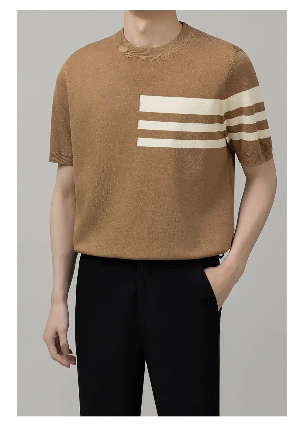 British Style Color-Block Knit Tee