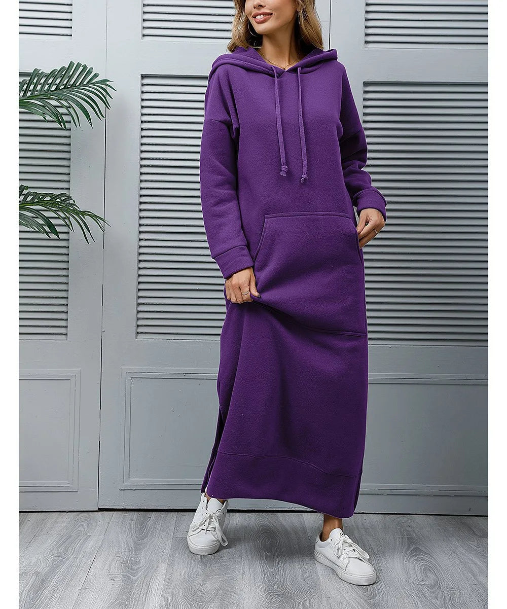 Hooded Sweater Dress with Pockets