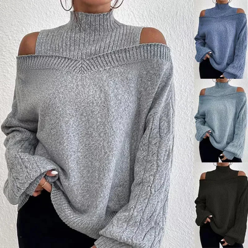 Shoulder-Baring Loose Knitwear Sweater